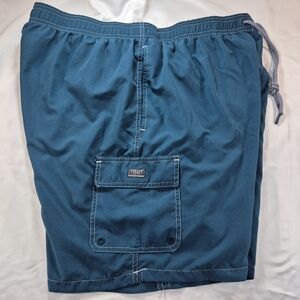 Chaps Men's Blue Cargo Swim Trunks with UPF 50+ Sun Protection XL